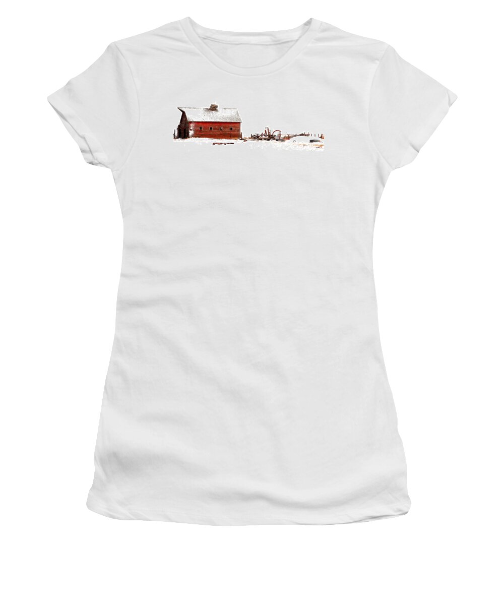 Landscape Women's T-Shirt featuring the photograph Barn in the Snow by Steven Reed