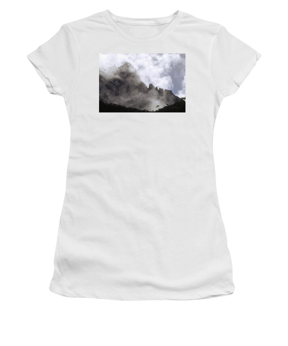 Feb0514 Women's T-Shirt featuring the photograph Basalt Pinnacles Mt Kinabalu Borneo by Gerry Ellis