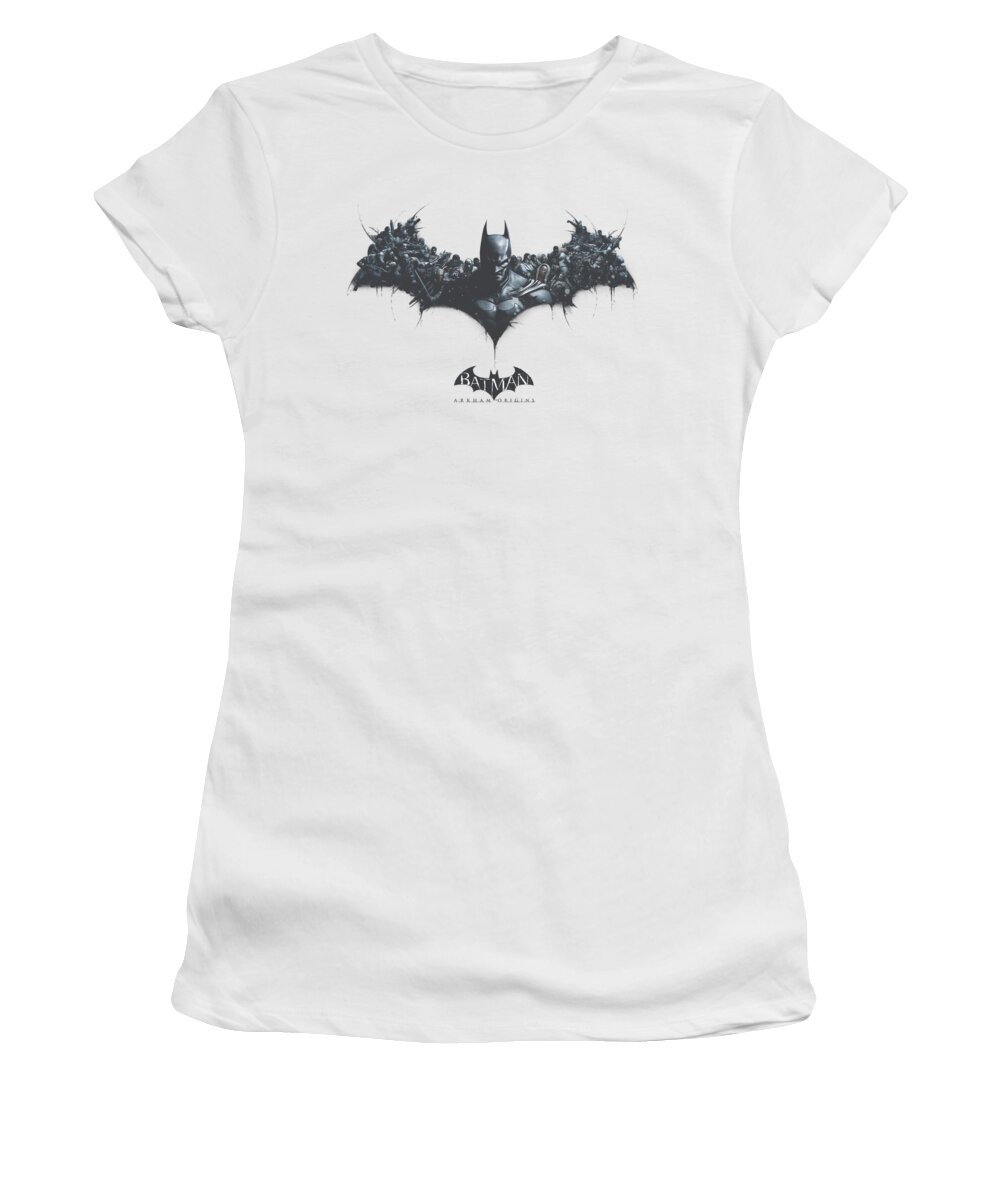 Batman Women's T-Shirt featuring the digital art Batman Arkham Origins - Bat Of Enemies by Brand A