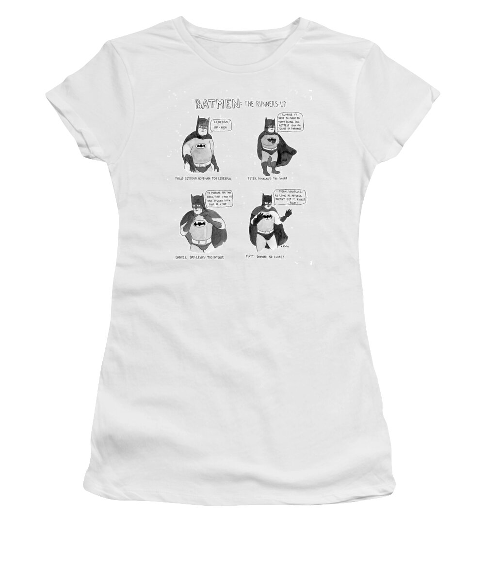 Batmen: The Runners-up Women's T-Shirt featuring the drawing Batmen Runners by Emily Flake