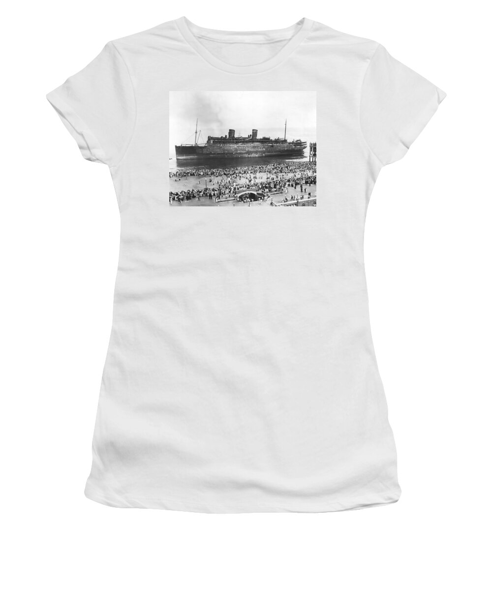 1930s Women's T-Shirt featuring the photograph Beached SS Morro Castle by Underwood Archives
