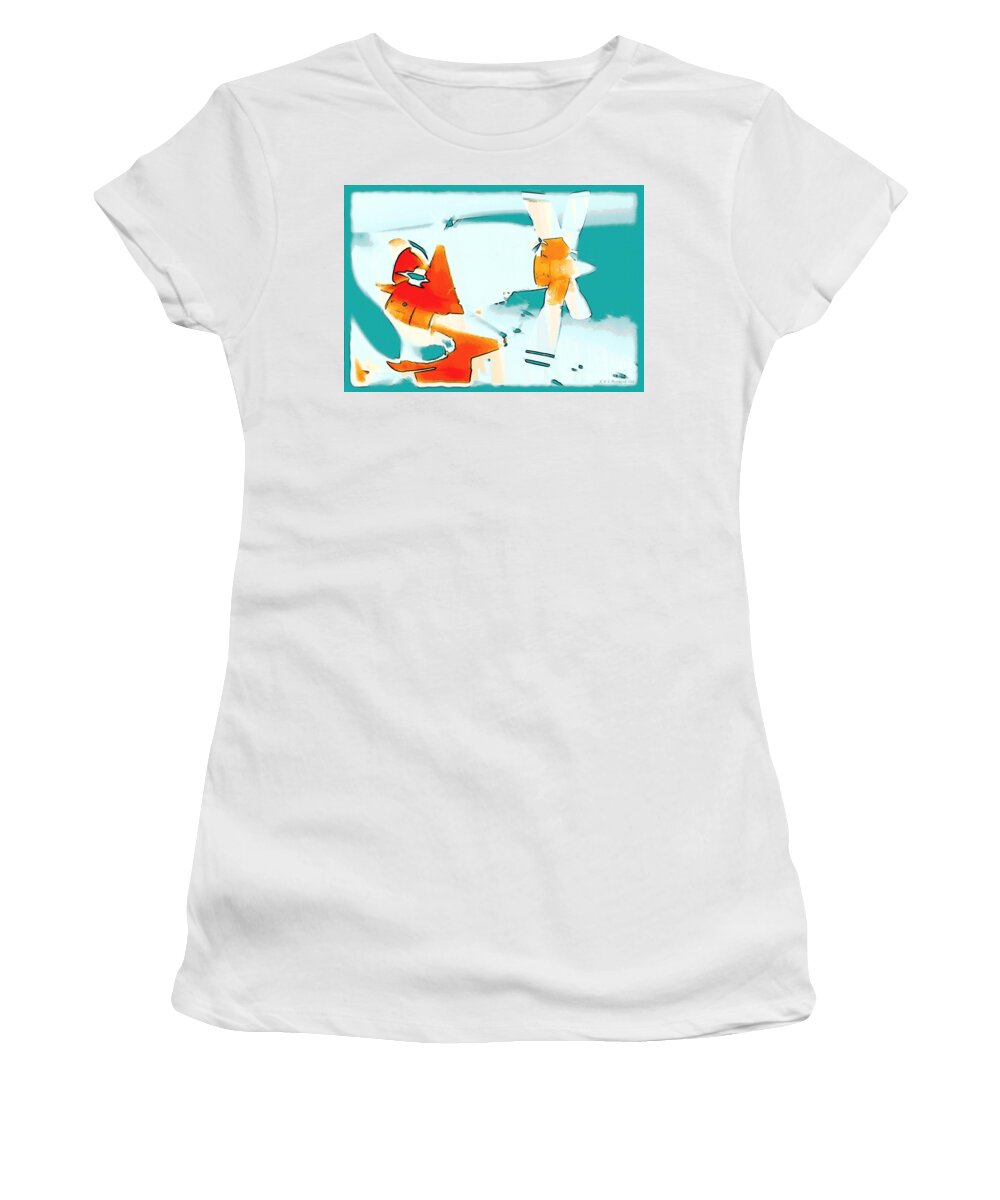 Airplane Women's T-Shirt featuring the photograph Fixed Wing Aircraft Pop Art by Vintage Collectables