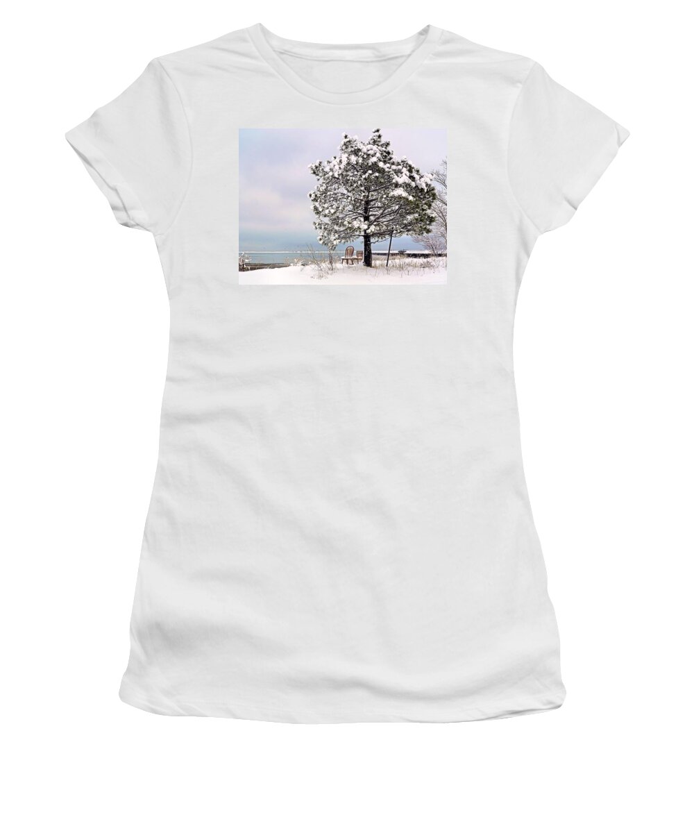 Tree Women's T-Shirt featuring the photograph Beauty in Winter by Janice Drew