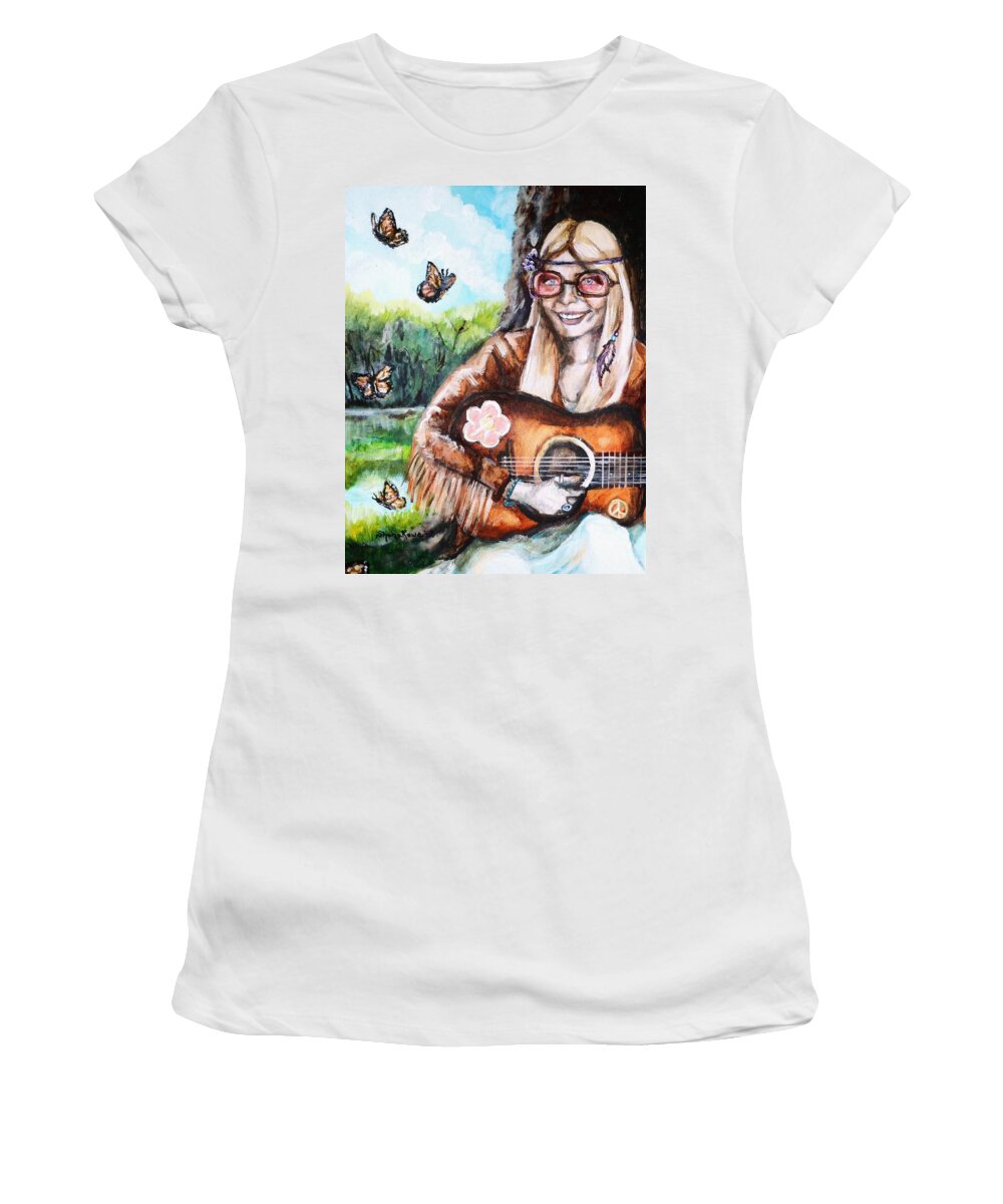 Music Women's T-Shirt featuring the painting Before The Music Died by Shana Rowe Jackson