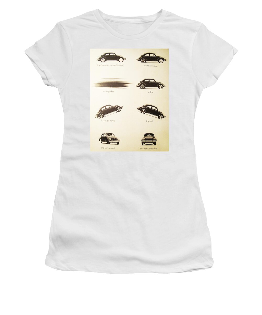 Vw Beetle Women's T-Shirt featuring the digital art Benefits of a Volkwagen by Georgia Fowler