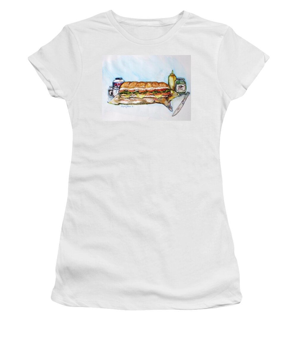 Sandwich Women's T-Shirt featuring the painting Big Ol Samich by Shana Rowe Jackson