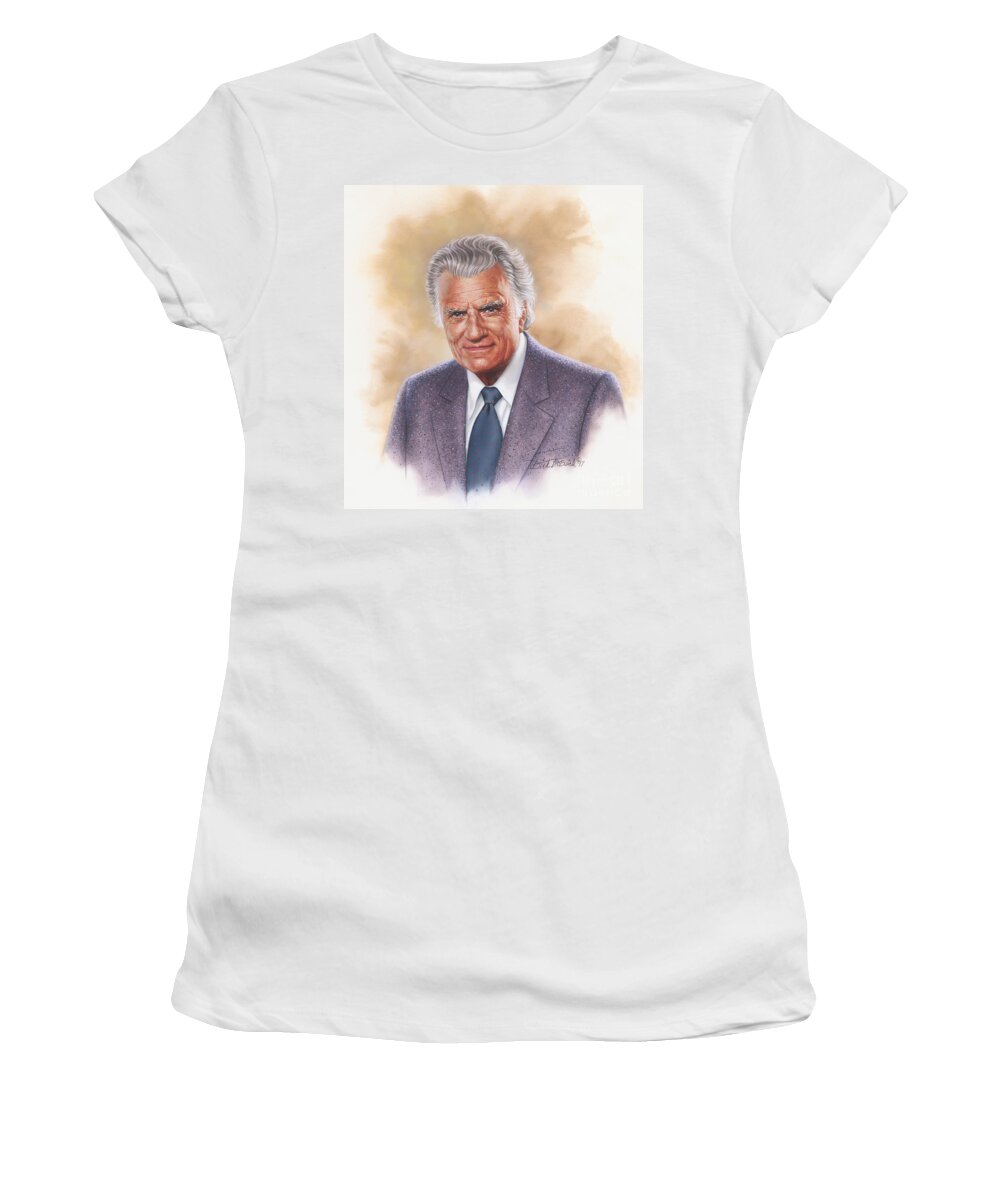 Portrait Women's T-Shirt featuring the painting Billy Graham Evangelist by Dick Bobnick