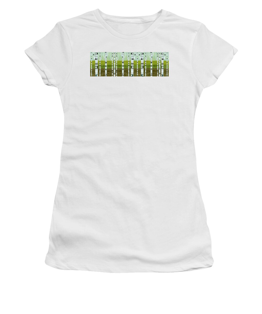 Birch Tree Women's T-Shirt featuring the painting Birches in Summer by Michelle Calkins