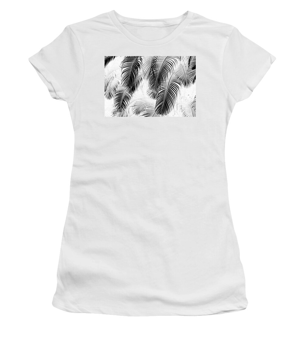 Karon Melillo Devega Women's T-Shirt featuring the digital art Black and White Palm Fronds by Karon Melillo DeVega