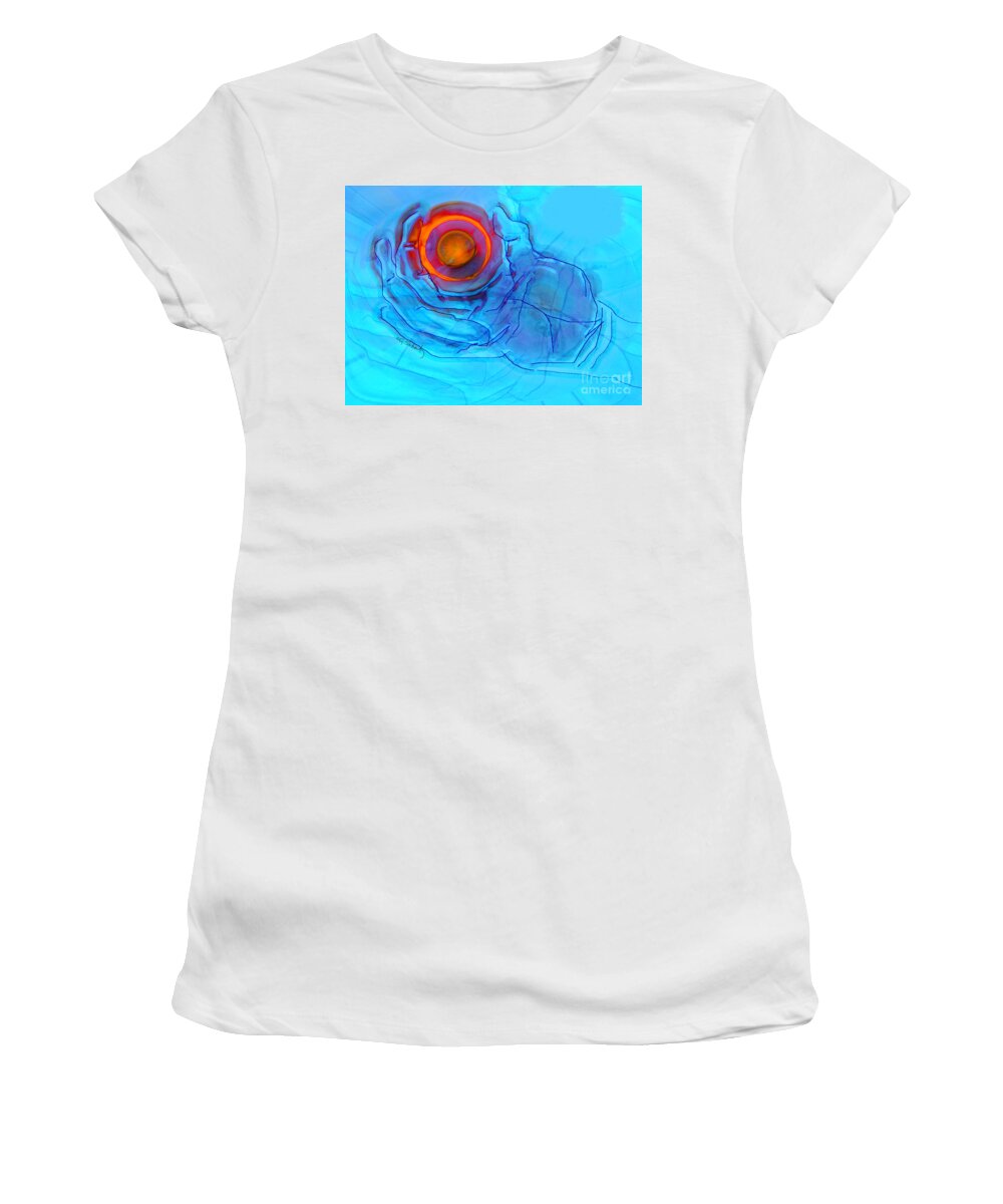 Spiritual Women's T-Shirt featuring the digital art Blue Hand by Gabrielle Schertz