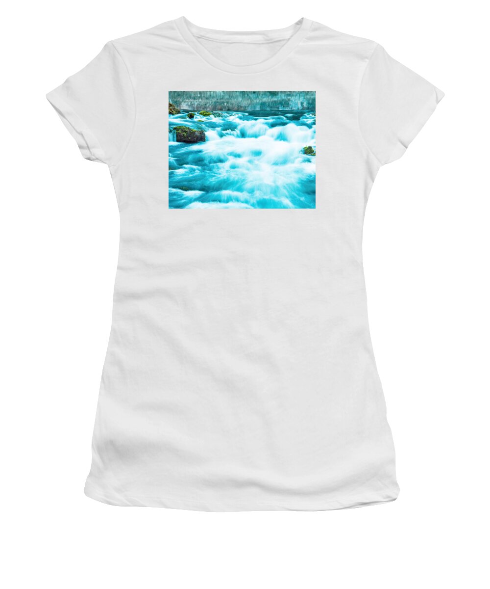 Made In America Women's T-Shirt featuring the photograph Blue Lagoon by Steven Bateson
