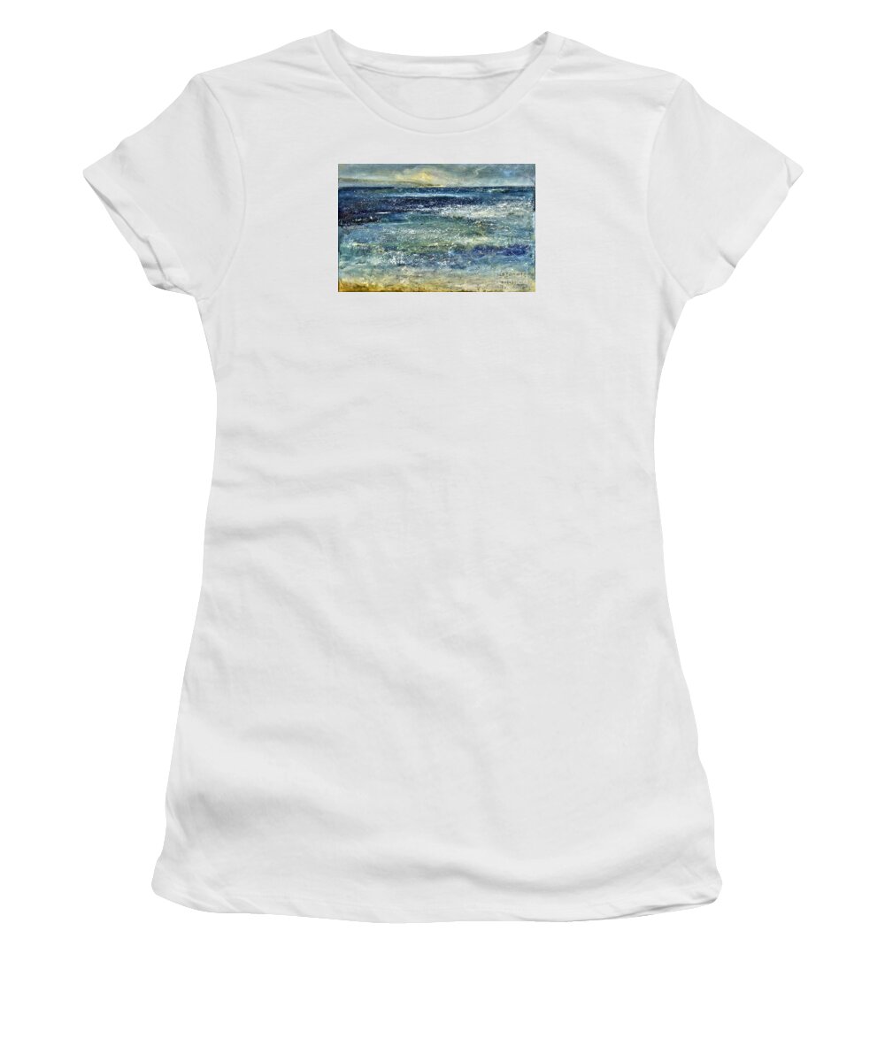 Seascape Art Women's T-Shirt featuring the painting Blue Ocean by Shijun Munns