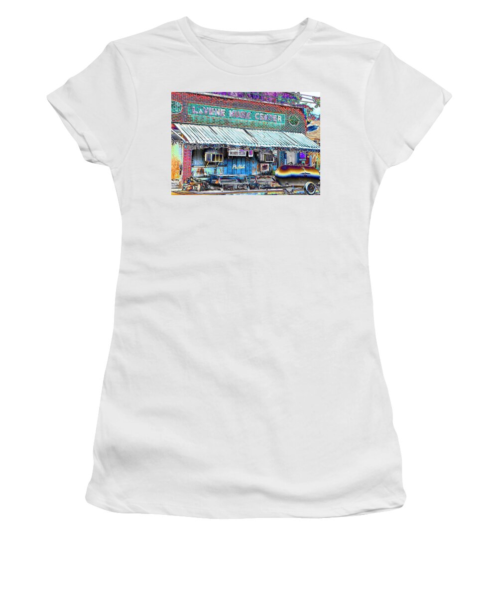 Blues Women's T-Shirt featuring the photograph Blues Club in Clarksdale by Karen Wagner