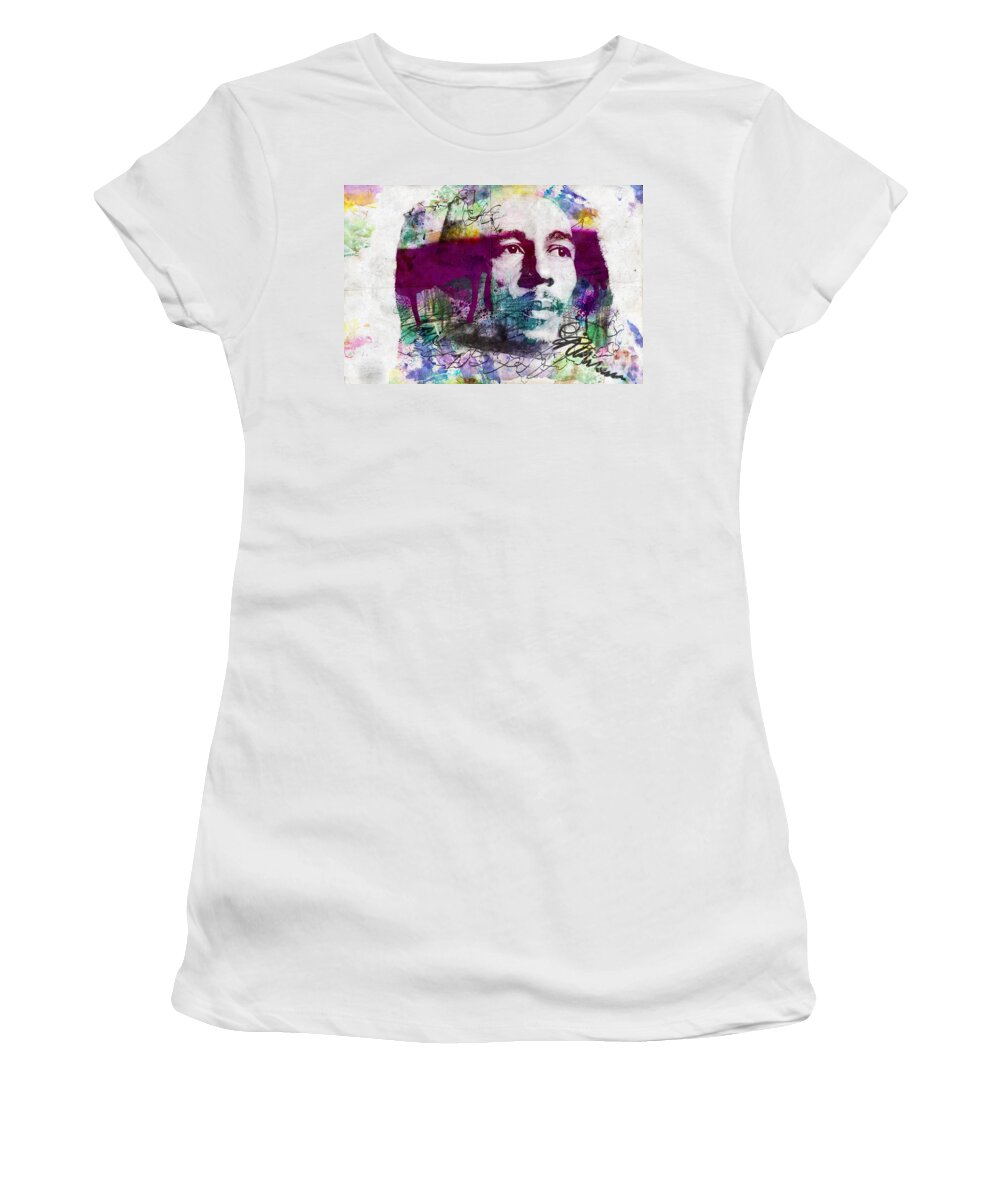 Bob Women's T-Shirt featuring the painting Bob Marley One Love by Jonas Luis