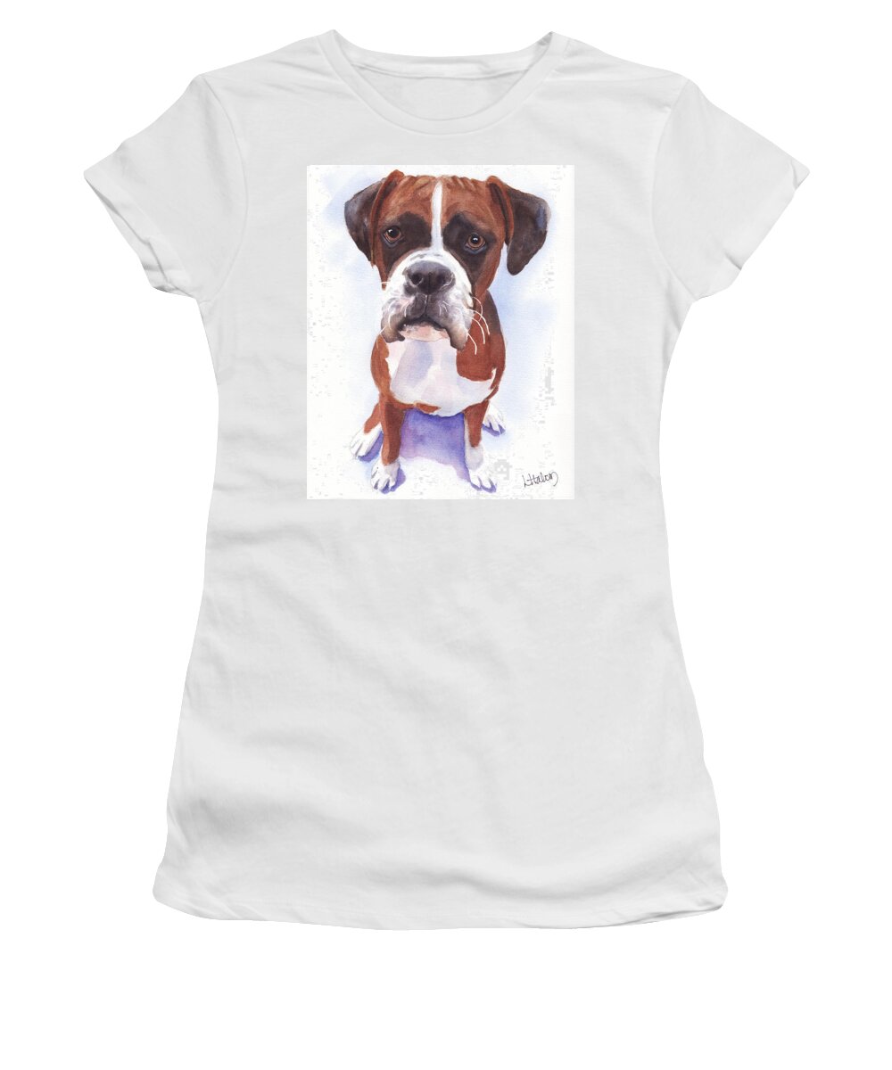 Boxer Women's T-Shirt featuring the painting Boxer by Greg and Linda Halom