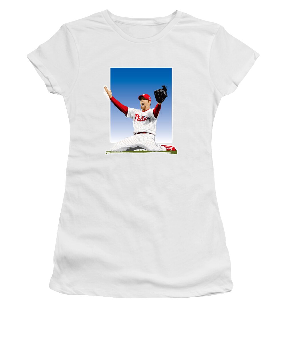 Brad Lidge Women's T-Shirt featuring the digital art Brad Lidge Champion by Scott Weigner