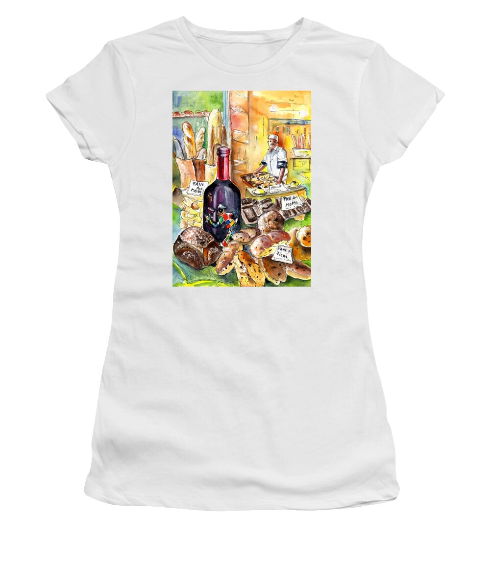 Travel Women's T-Shirt featuring the painting Bread From Bergamo by Miki De Goodaboom