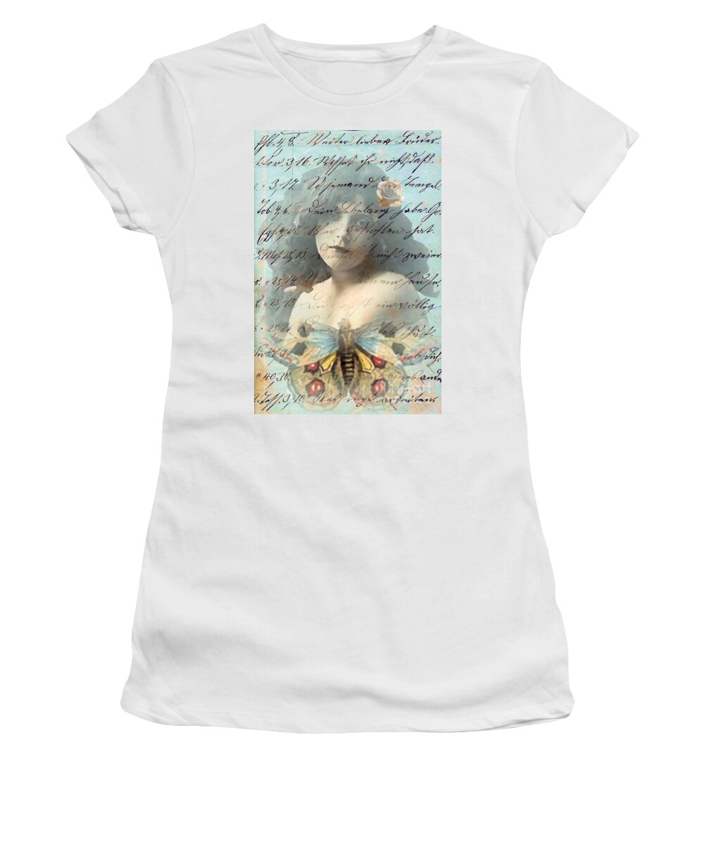 Vintage Women's T-Shirt featuring the digital art Butterfly and Rose by Desiree Paquette