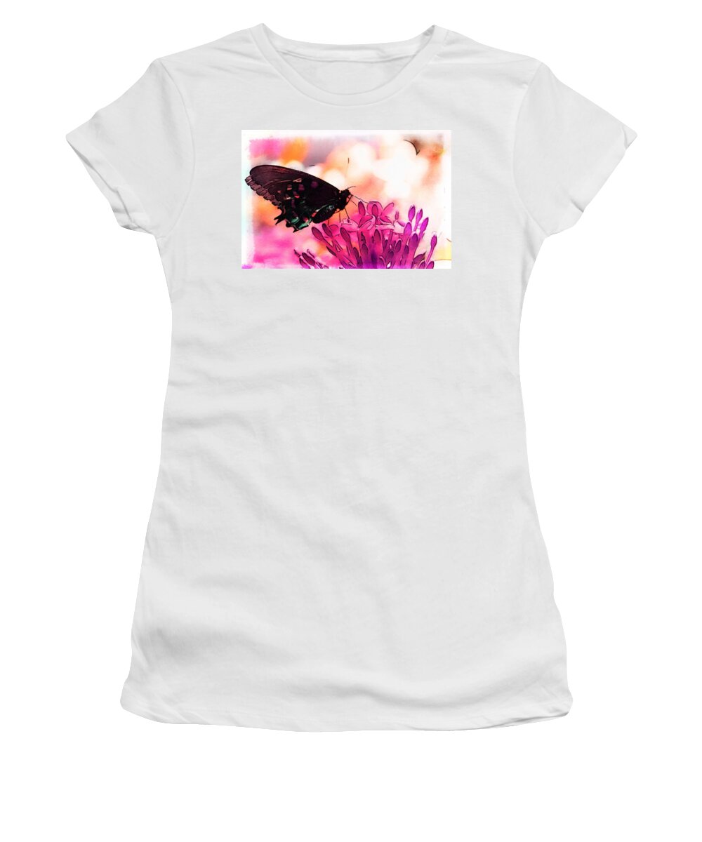 Butterfly Women's T-Shirt featuring the painting Breathing Into the Sunlight by Marianna Mills