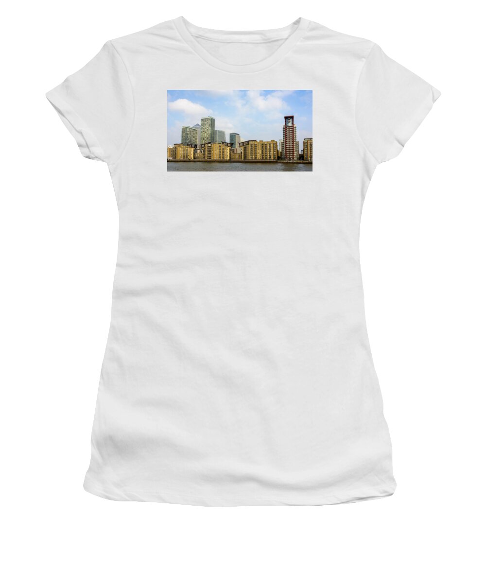 London Women's T-Shirt featuring the photograph Canary Wharf skyline in London by Dutourdumonde Photography