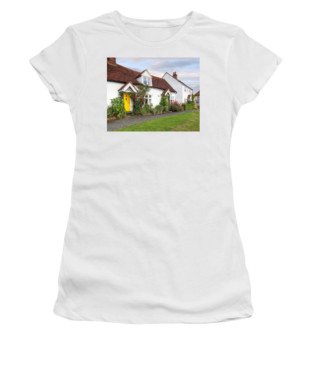 English Village Women's T-Shirt featuring the photograph Causeway Cottages Finchingfield by Gill Billington