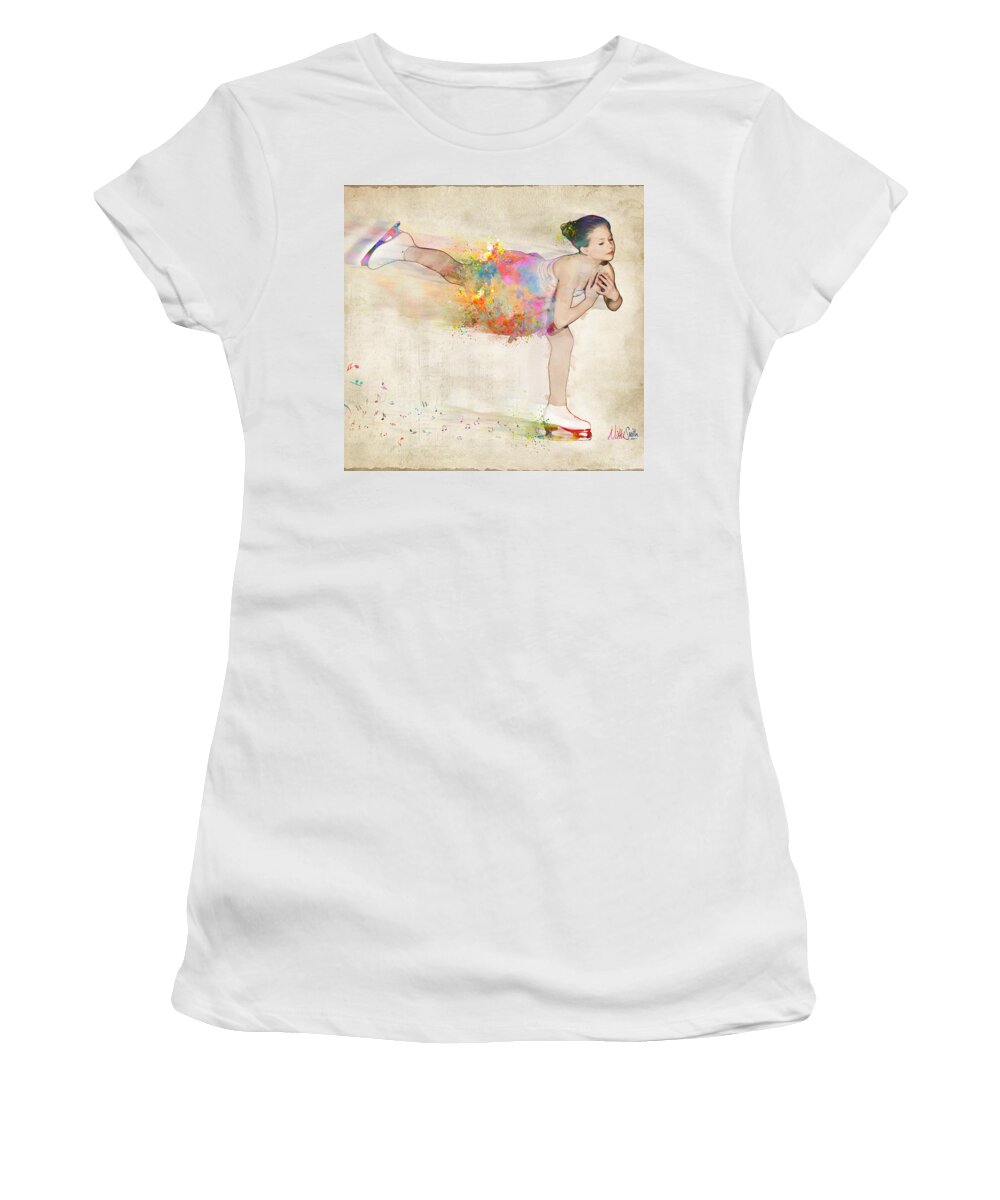 Ice Skater Women's T-Shirt featuring the digital art Chase Your Dreams by Nikki Smith