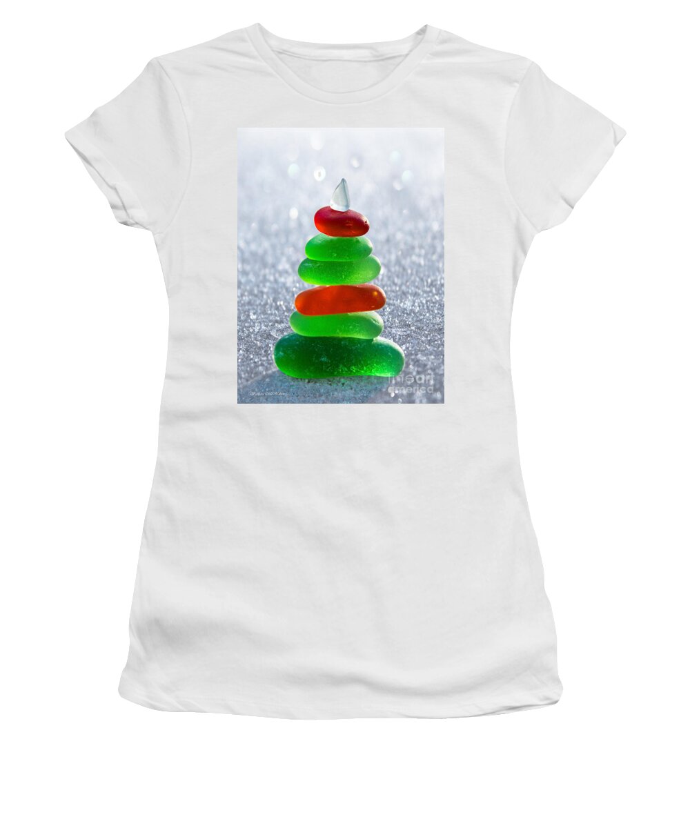 Sea Glass Women's T-Shirt featuring the photograph Christmas By The Sea by Barbara McMahon