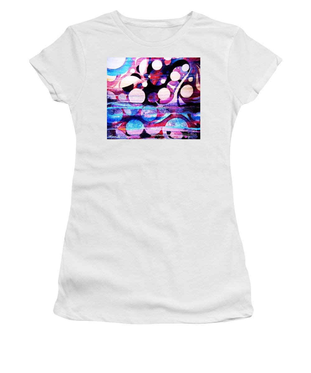 Abstract Women's T-Shirt featuring the painting Circles by Frances Ku