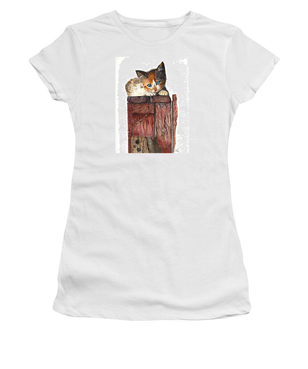 Kiitten Women's T-Shirt featuring the painting Cleo by Toni Willey