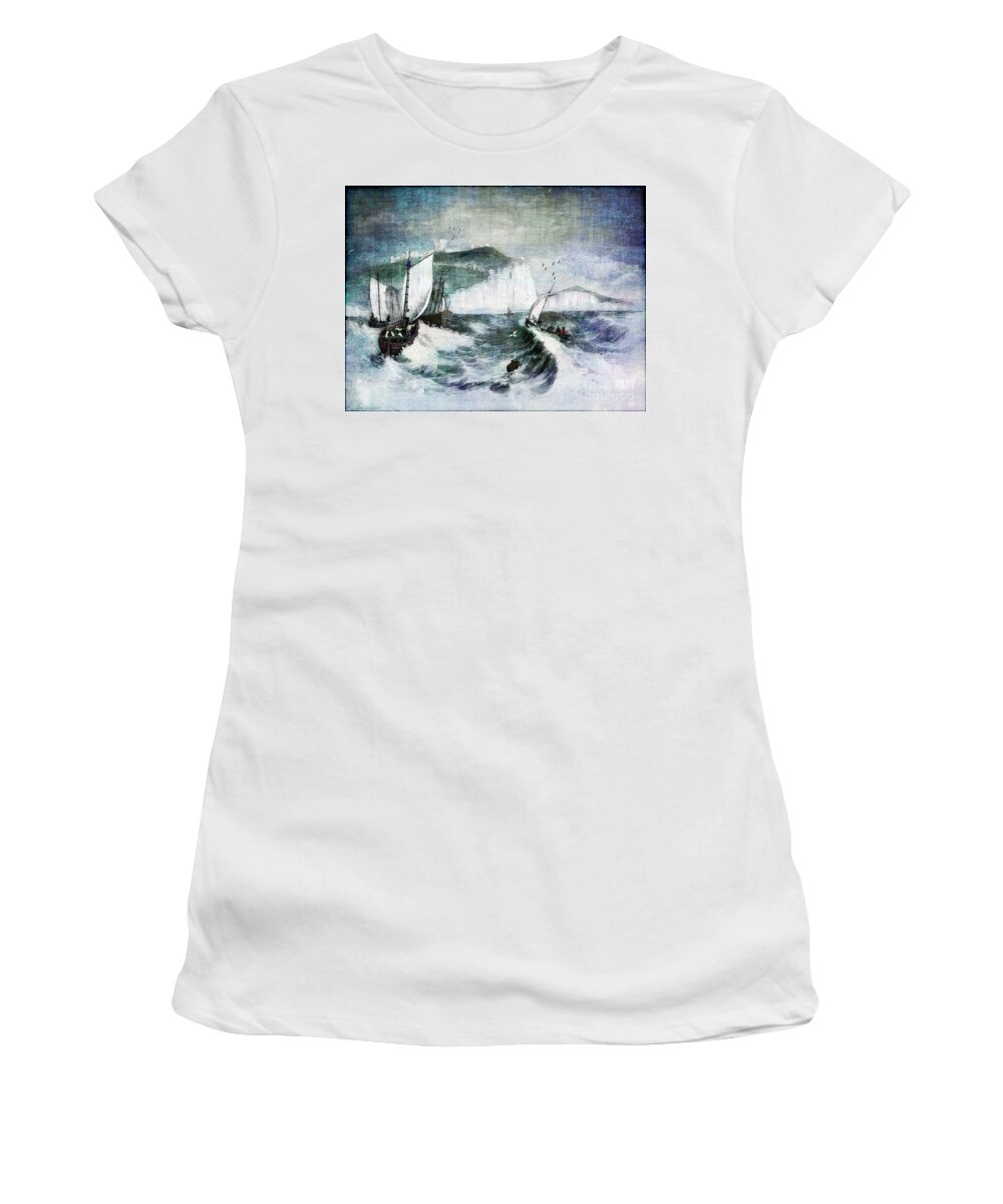 Ocean Women's T-Shirt featuring the digital art Cliffs of Dover by Lianne Schneider