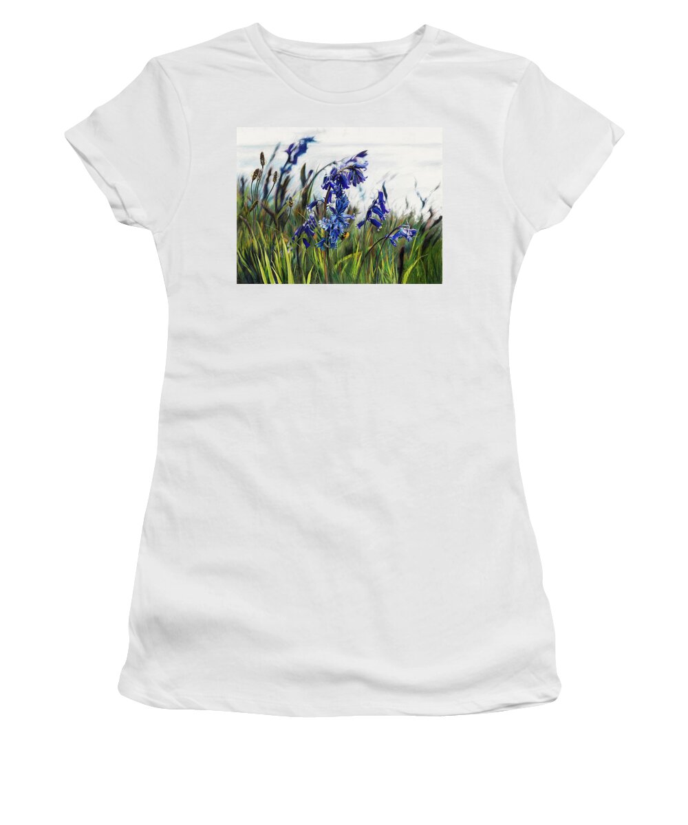 Animal Women's T-Shirt featuring the photograph Close Up Of Bluebells And Plantain by Ikon Ikon Images