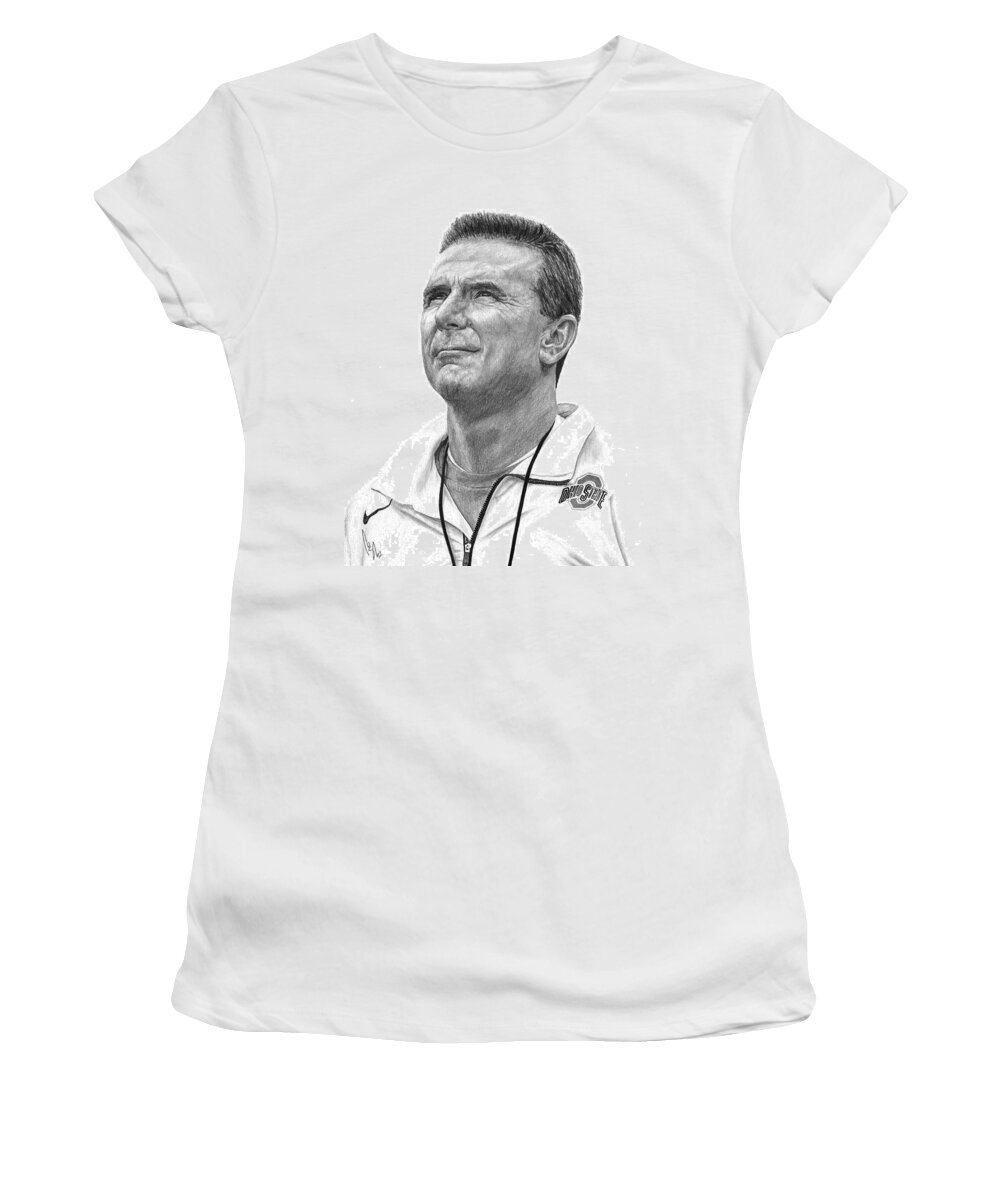 Urban Meyer Women's T-Shirt featuring the drawing Coach Meyer by Bobby Shaw