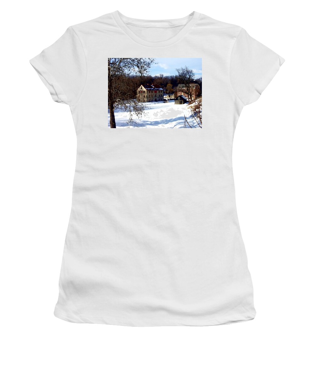 Bethlehem Pa Women's T-Shirt featuring the photograph Colonial Industrial Complex - Front Shadow - Bethlehem PA by Jacqueline M Lewis