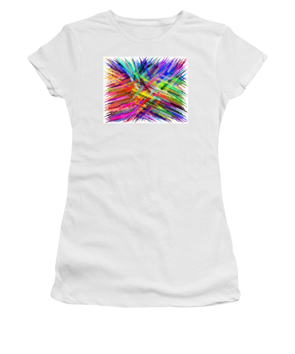 Abstract Women's T-Shirt featuring the digital art Colorful Cattails by Dave Lee