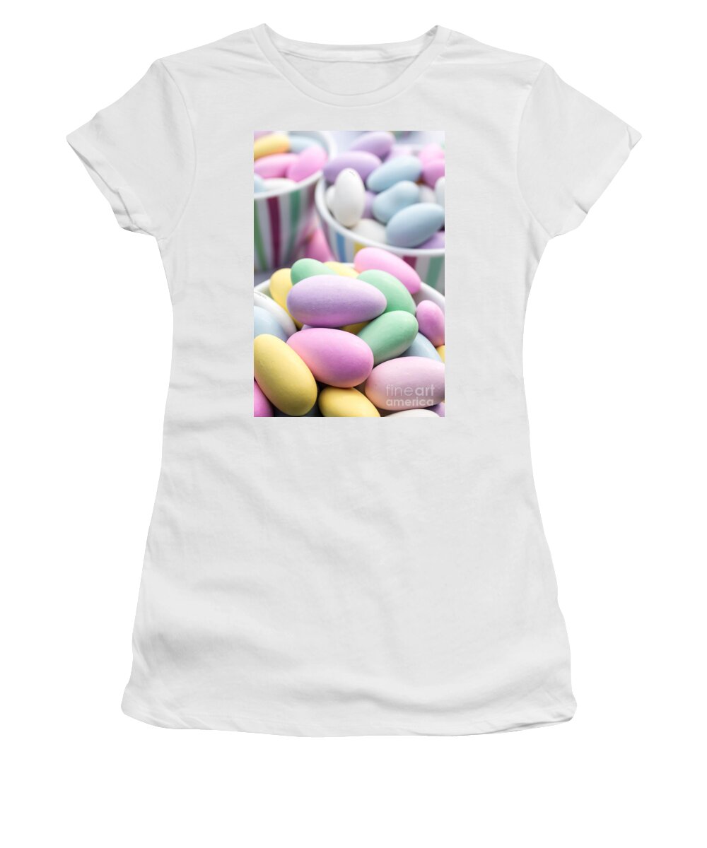 Food Women's T-Shirt featuring the photograph Colorful pastel jordan almond candy by Edward Fielding