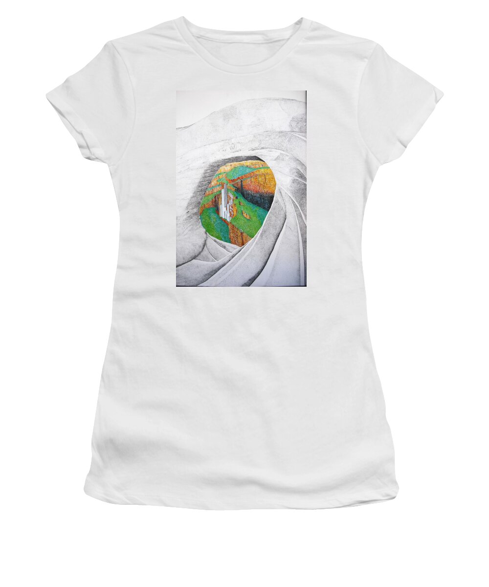 Rocks Women's T-Shirt featuring the painting Cornered Stones by A Robert Malcom