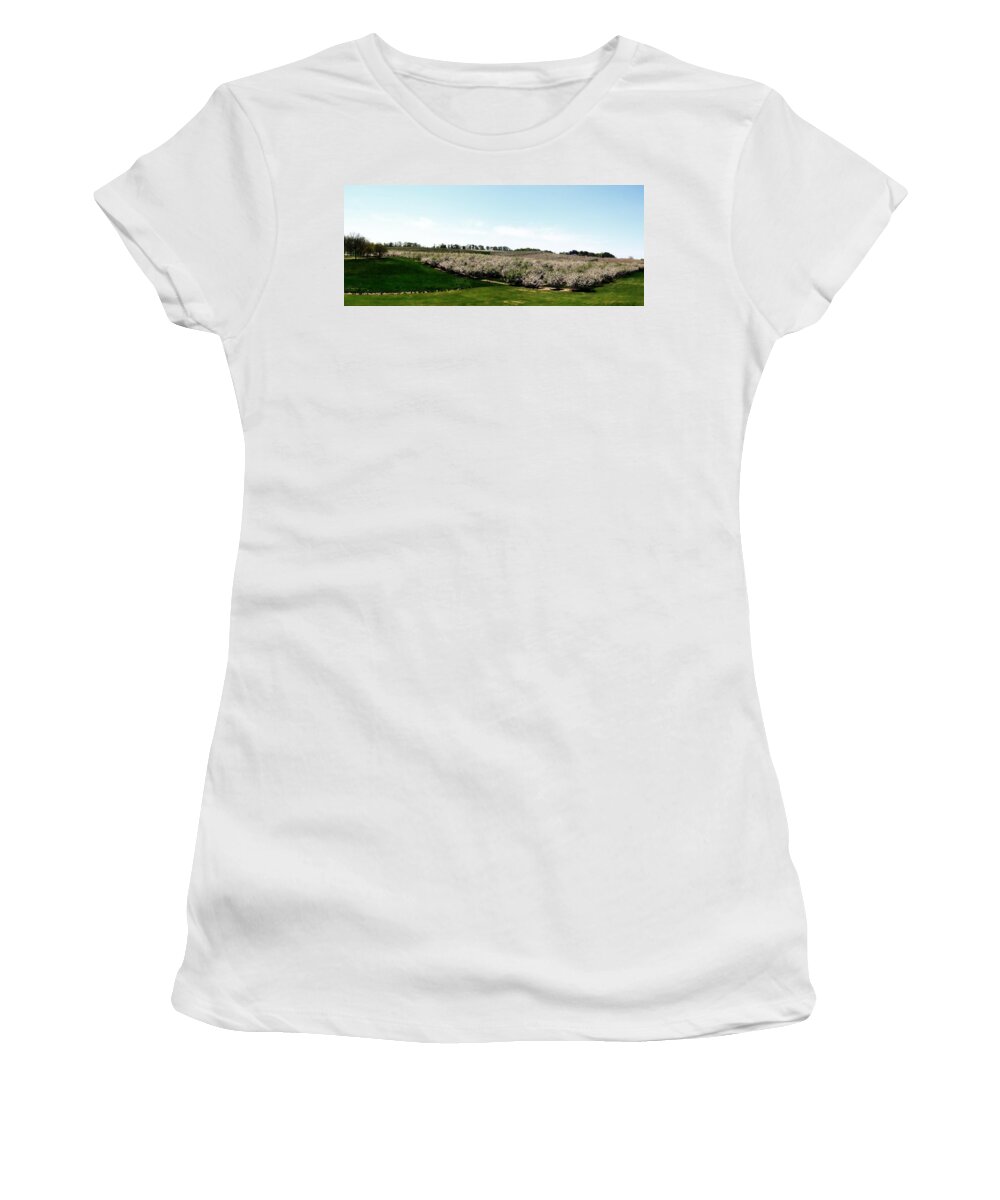 Orchard Women's T-Shirt featuring the photograph Crane Orchards in Bloom by Michelle Calkins