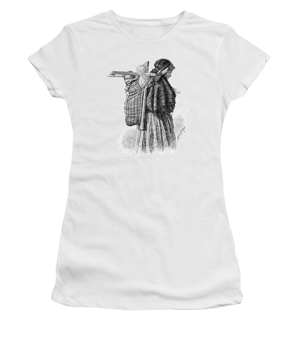 History Women's T-Shirt featuring the photograph Cree Indian Squaw And Papoose by British Library