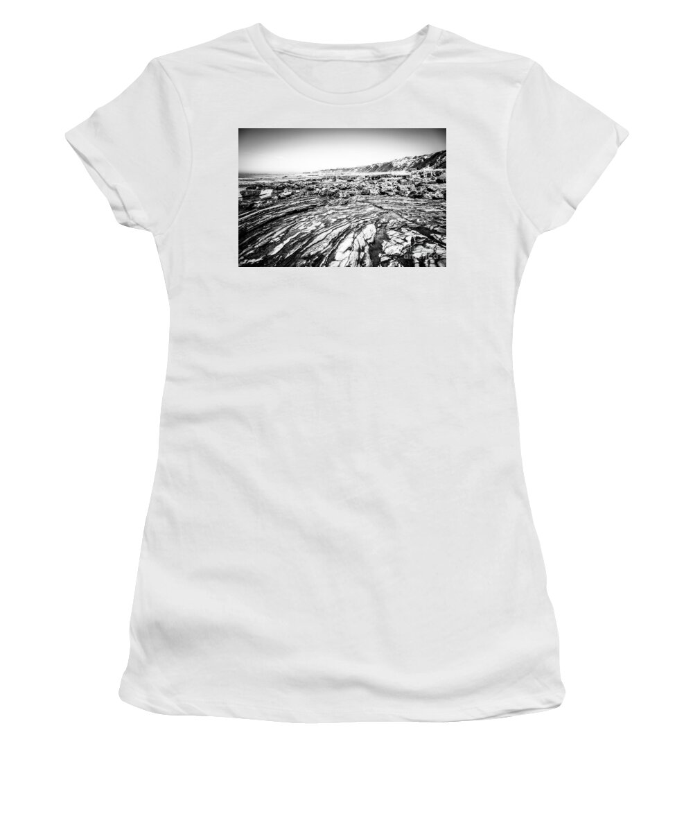 America Women's T-Shirt featuring the photograph Crystal Cove Tide Pools in Black and White by Paul Velgos