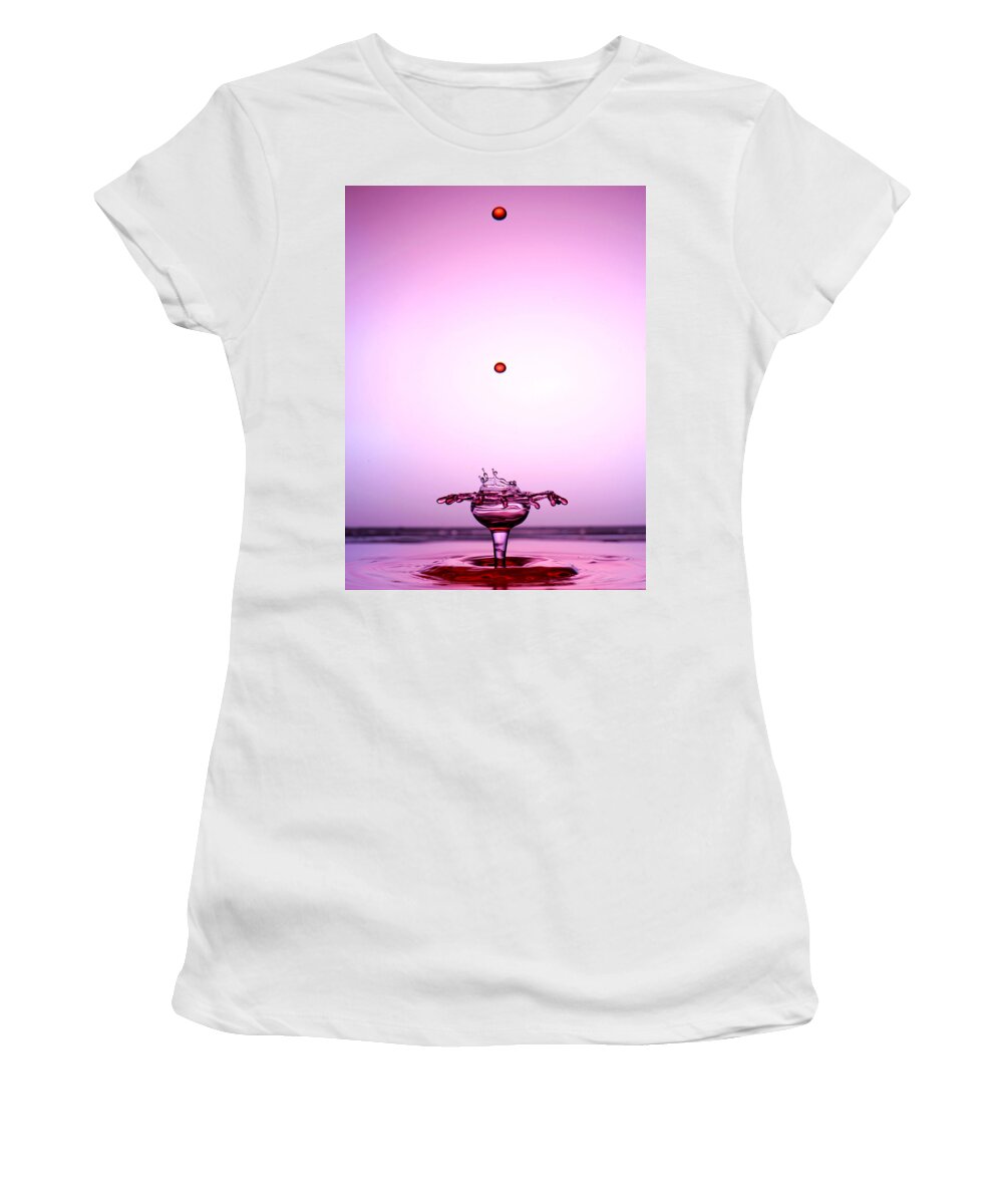 Collision Women's T-Shirt featuring the painting Crystal Cup Water Droplets Collision Liquid Art 2 by Paul Ge