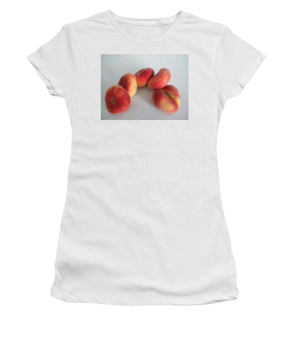 Peache Women's T-Shirt featuring the photograph Cubist view of Peento peaches by Manuela Constantin