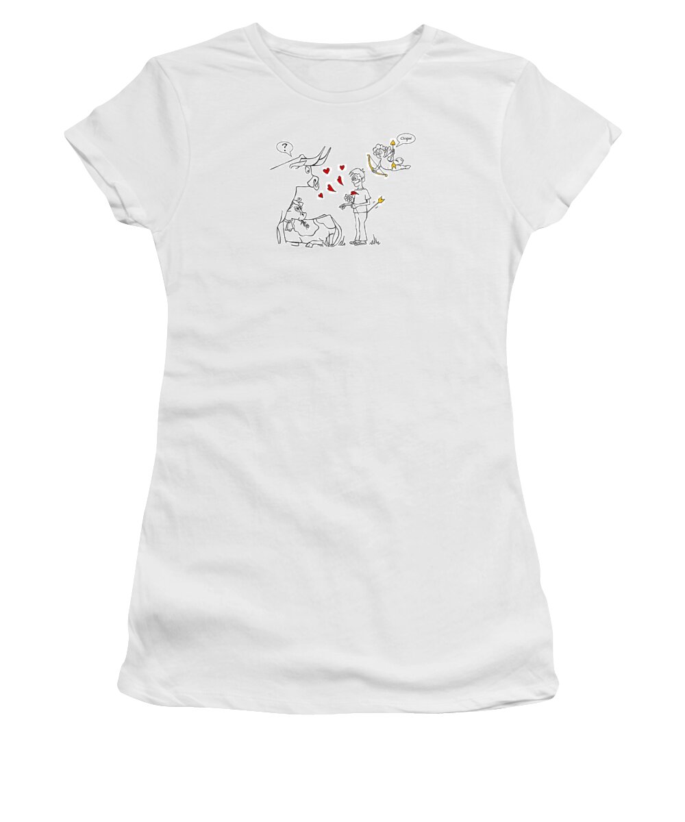 Valentine Women's T-Shirt featuring the drawing Cupid Valentines by Konni Jensen