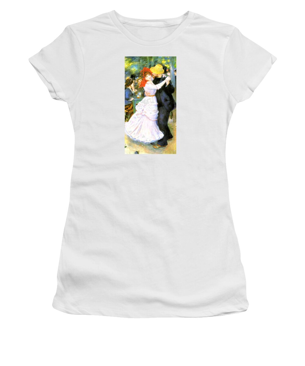 Pierre-auguste Renoir Women's T-Shirt featuring the painting Dance At Bougival by Pierre Auguste Renoir