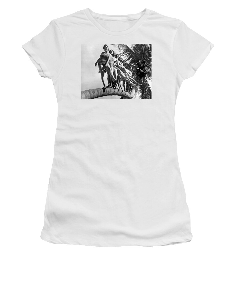 1927 Women's T-Shirt featuring the photograph Dancers Practice On Palm Tree by Underwood Archives