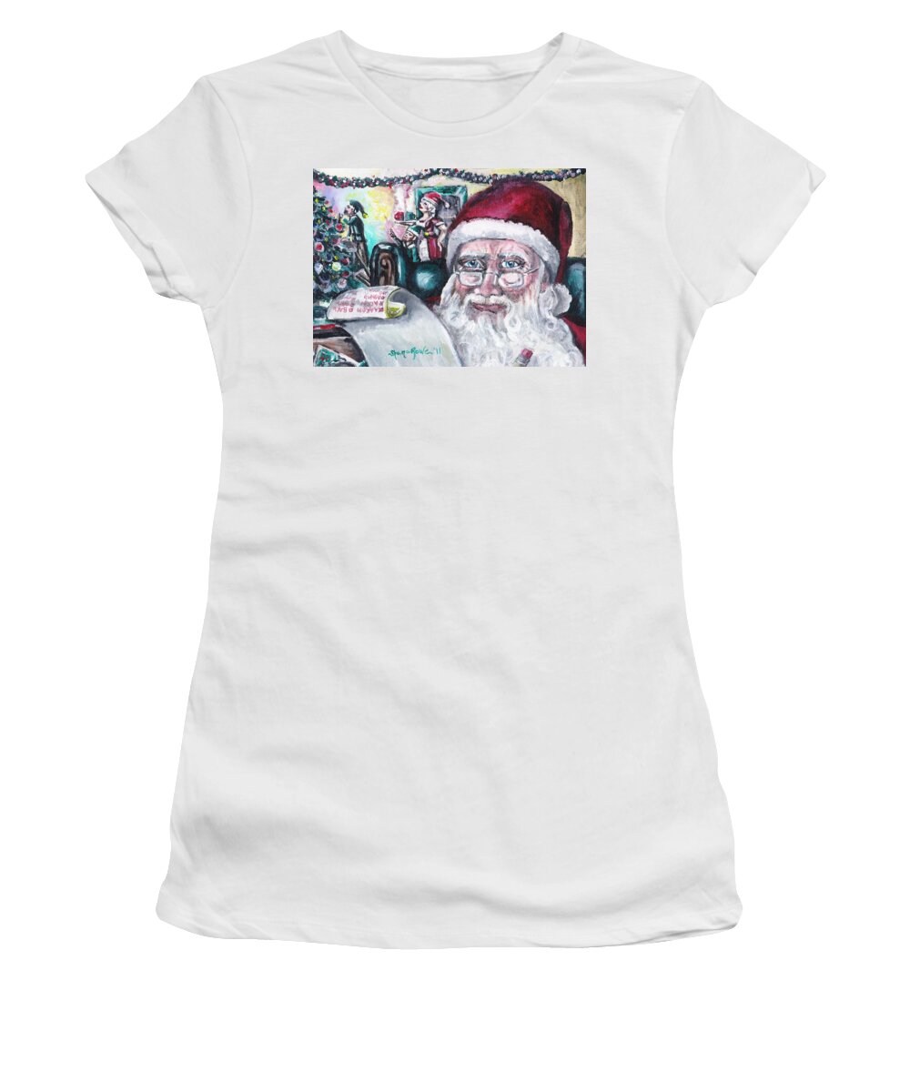 Christmas Women's T-Shirt featuring the painting December by Shana Rowe Jackson