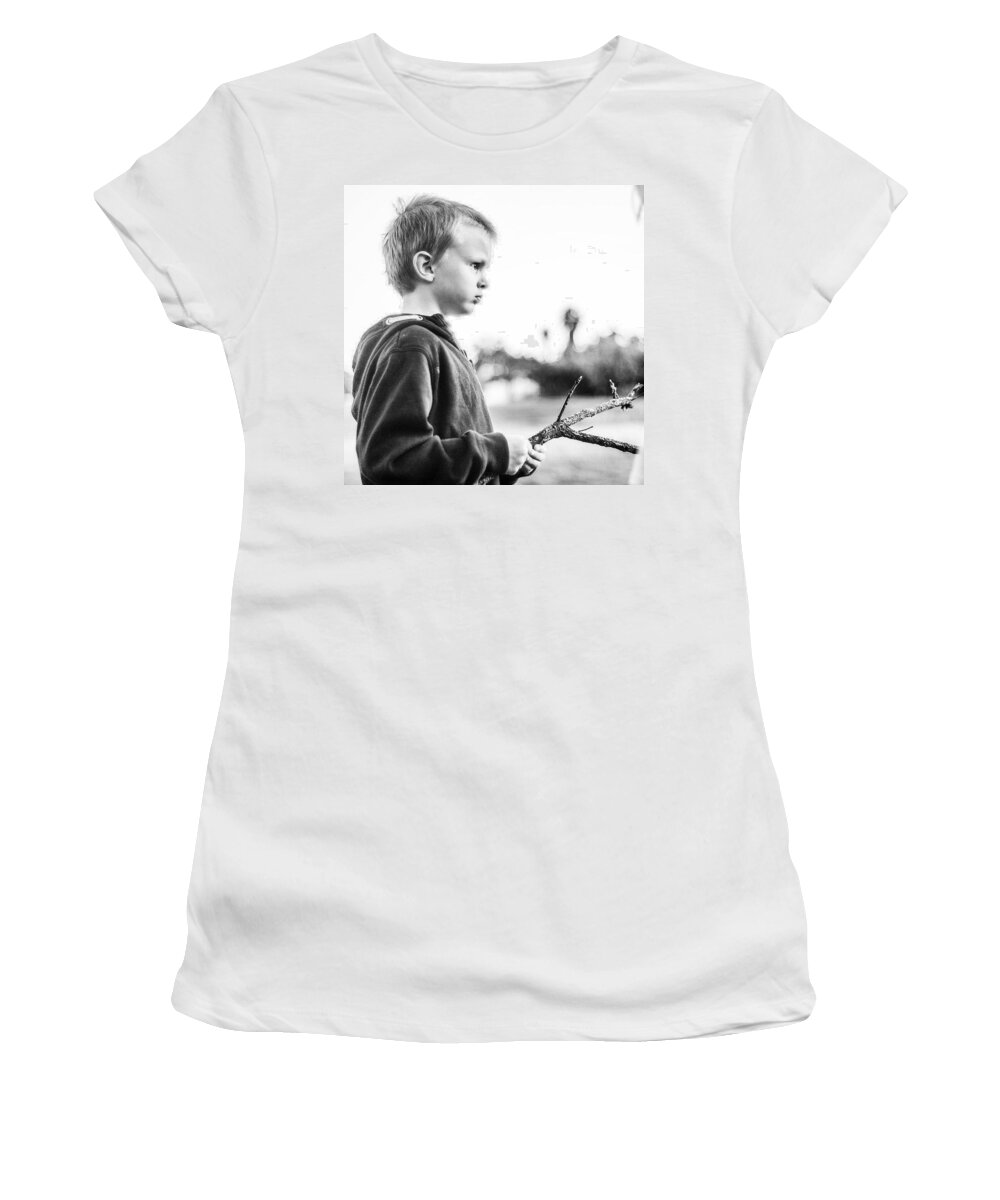 Boy Women's T-Shirt featuring the photograph Deep In Thought by Aleck Cartwright