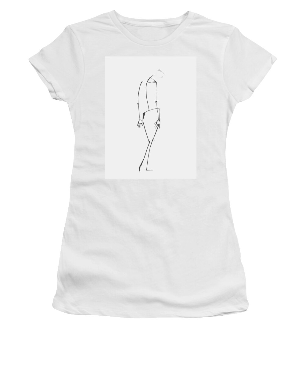  Naked Women's T-Shirt featuring the drawing Dejected Pinky Swear by J C