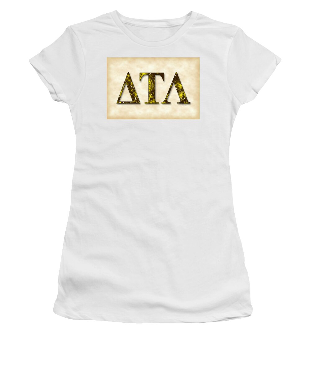 Delta Tau Lambda Women's T-Shirt featuring the digital art Delta Tau Lambda - Parchment by Stephen Younts