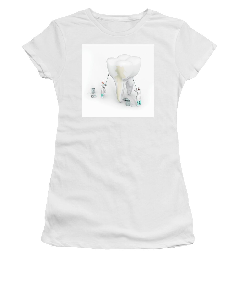 Adult Women's T-Shirt featuring the painting Dentists Whitening Large Tooth by Ikon Ikon Images