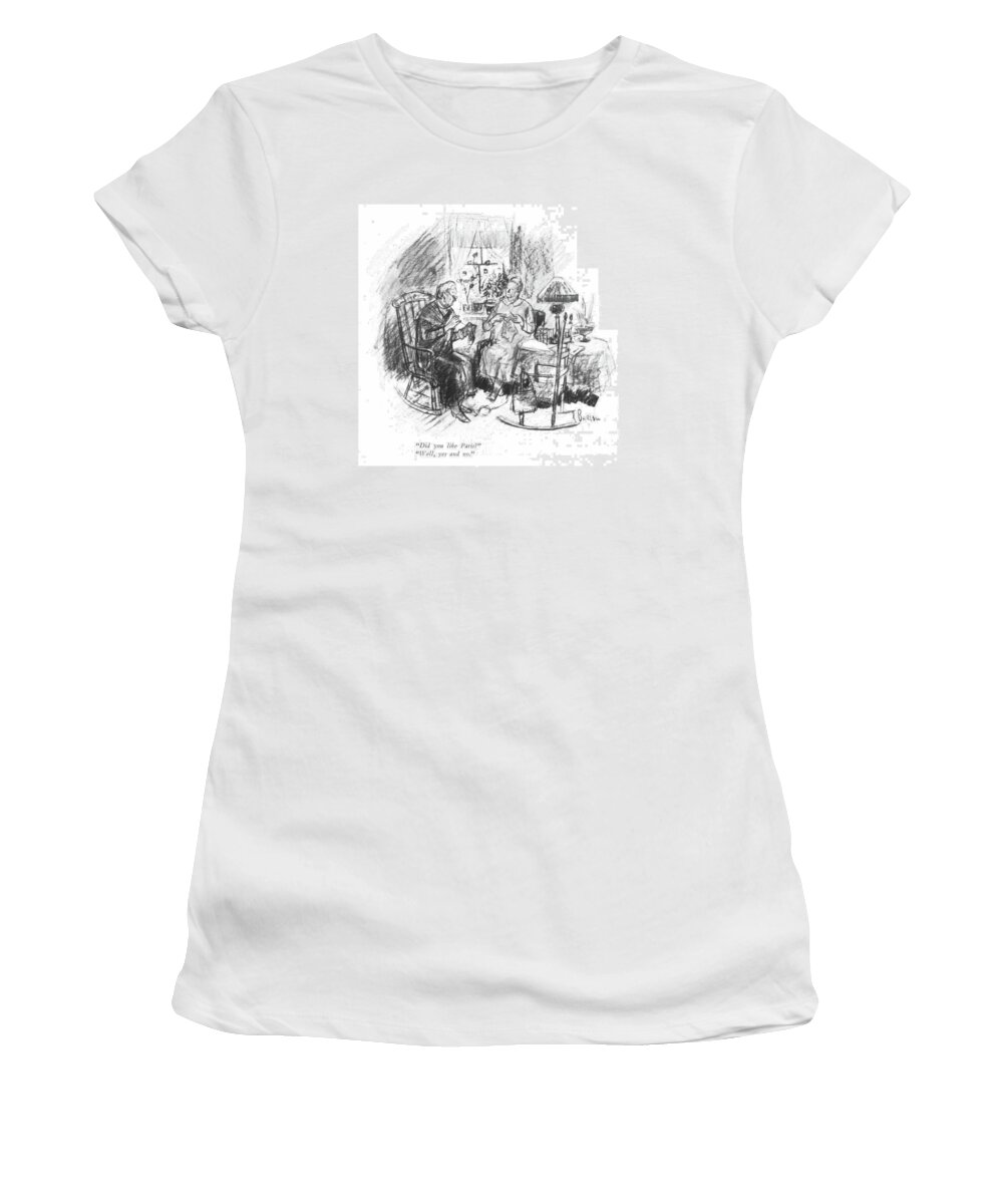 104253 Pba Perry Barlow Women's T-Shirt featuring the drawing Did You Like Paris? by Perry Barlow